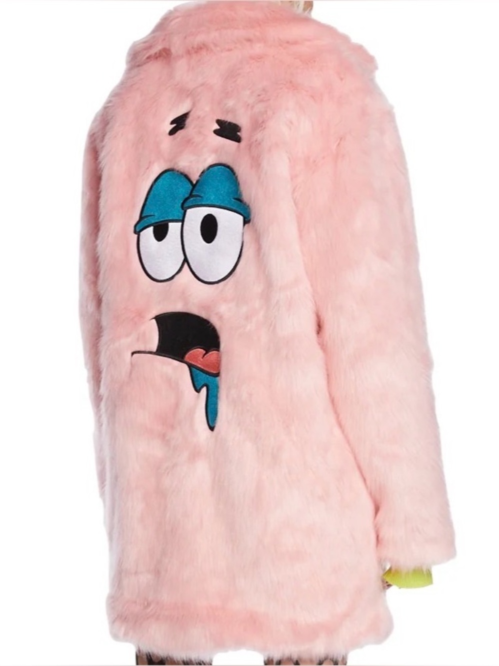 pink faux fur coat Dolls Kill Patrick Starr Embroidered small